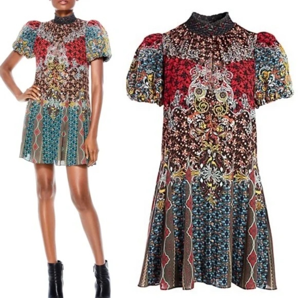 Alice + Olivia
Janis Mixed Print Mini Dress